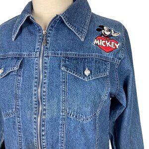 Vintage Mickey Unlimited Jerry Leigh Denim Shirt Jacket Medium Full Zip Shacket